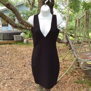 BooHoo womens Black form fitting Sundress Size 4 Deep V